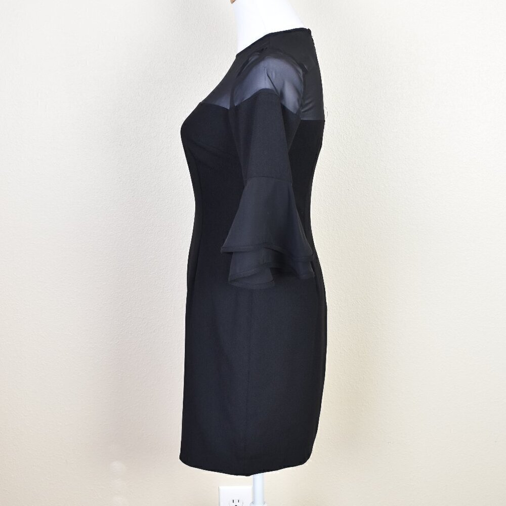 Aidan Mattox Illusion Neck Flounce Ruffle Black Cocktail Dress - 2 - Picture 5 of 9